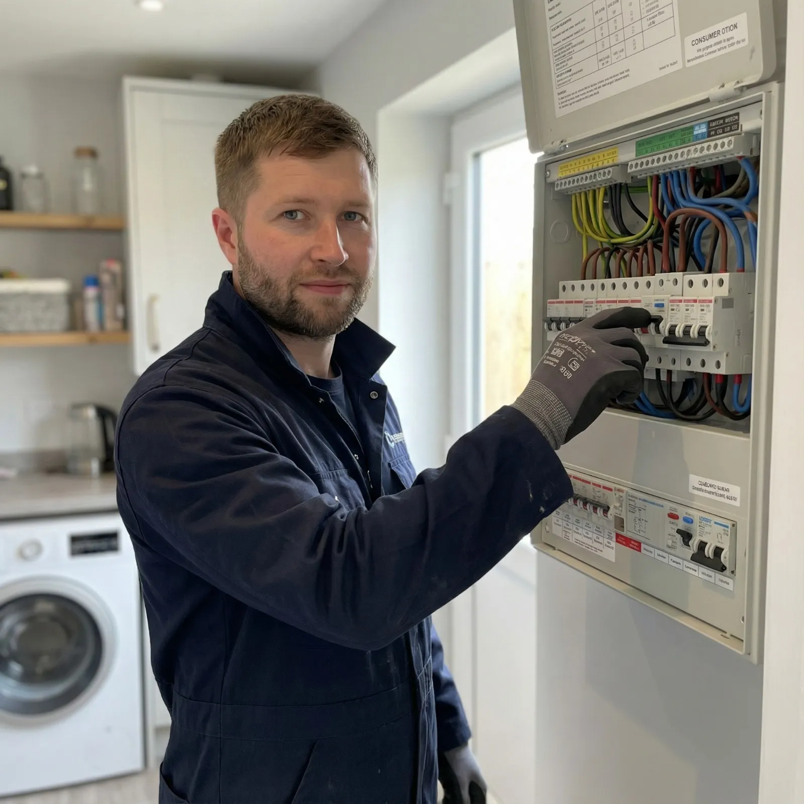 Billy from B.P.H. Electrics working on a fuse box
